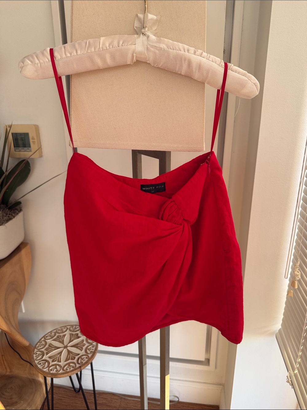 ⚡️White•Fox🦊Boutique•Red Knotted•Slit•Skirt
🎀Cotton/Linen fabric